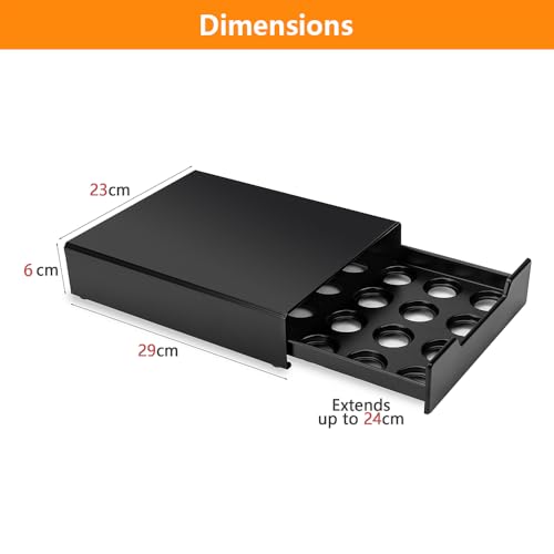 Meelio Coffee pod holder for K Cup, NespressoOriginal, Dolce Gusto. Capsule Storage Drawer Organizer, Small Metal Coffee Capsule Dispenser with Non-Slip Feet, k cup drawer (20 pods) - Image 2