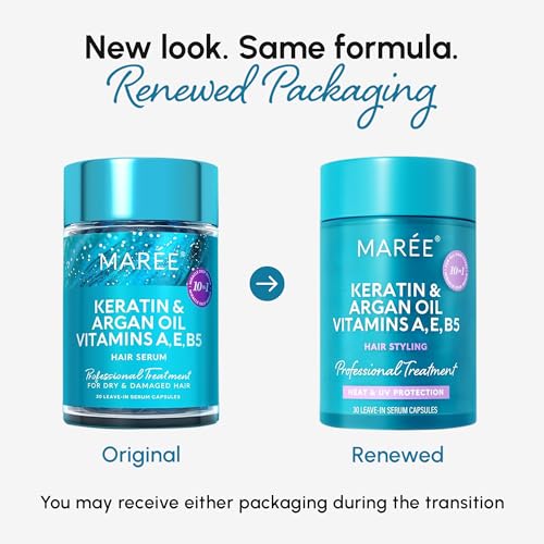 MAREE Hair Oil for Frizzy - Hair Vitamins Keratin Styling Capsules with Jojoba & Argan Oil - Anti Frizz Serum for Women Heat Protectant - Frizzy, Damaged, Dry & Curly - Gotas & Aceite Para el Cabello - Image 3