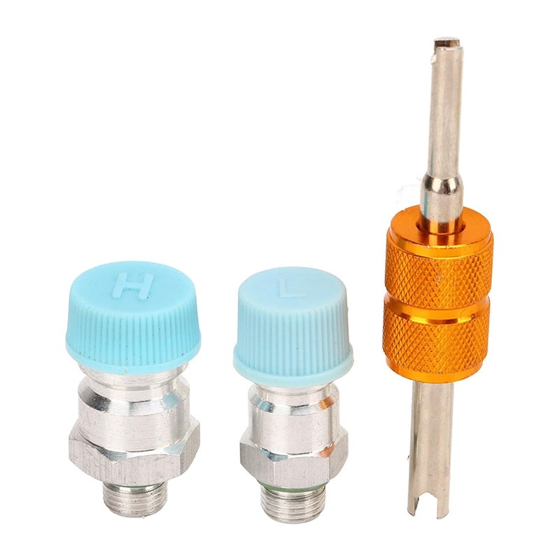 3pcs Air Conditioning Valve Core Kit, Universal AC System Seal Caps for 508 Car AC Compressor Seat, Metal Valve Core Replacement with Leak Repair Function - Image 1