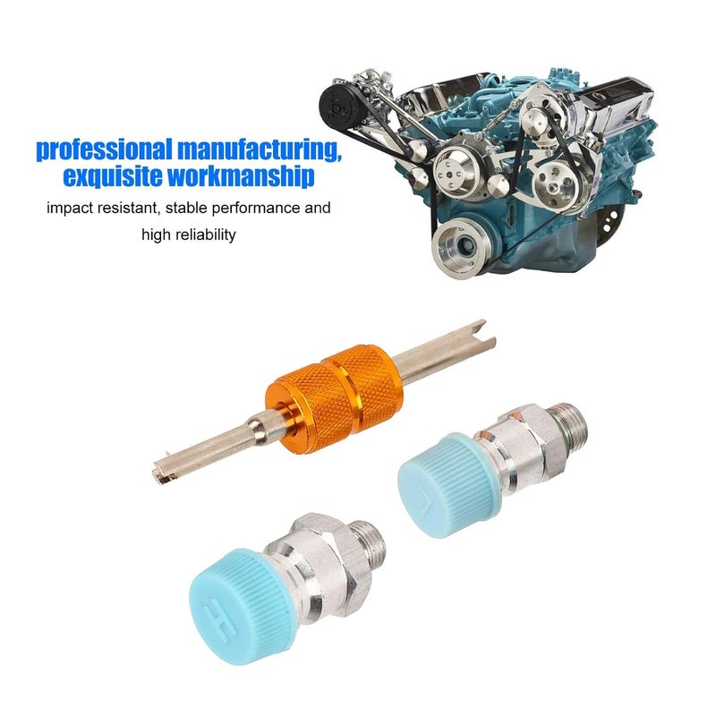 3pcs Air Conditioning Valve Core Kit, Universal AC System Seal Caps for 508 Car AC Compressor Seat, Metal Valve Core Replacement with Leak Repair Function - Image 2