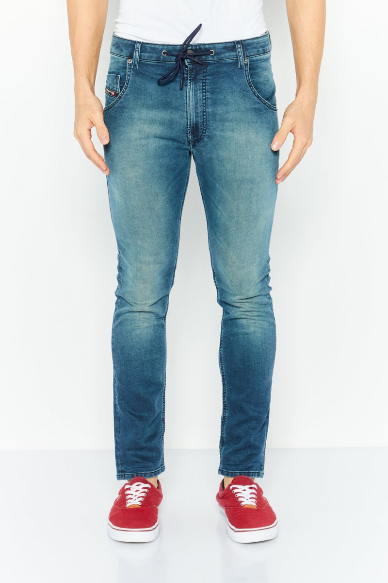 DIESEL Men Regular Fit Mid Waist Washed Denim, Blue - Image 1
