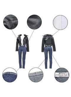 E-TING Leather Coat Suit Cool Wild Motorcycle Style Couple Clothes For Dolls (Girl)  - Image 4