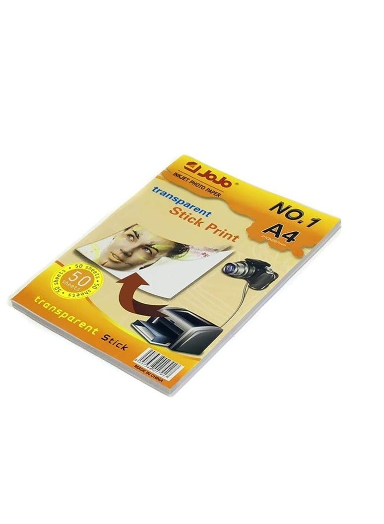 JOJO A4 Transparent Stick Print Inkjet Photo Paper - Image 1