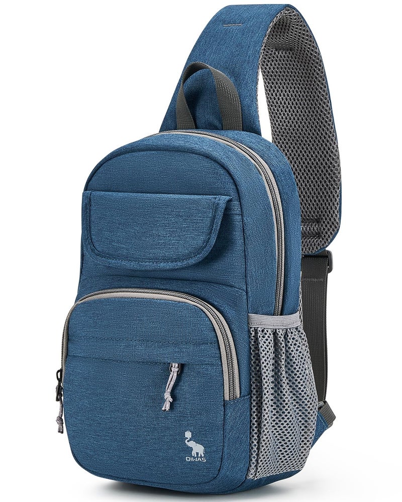 OIWAS Sling Bag Crossbody Backpack for Men One Strap Backpack Hiking Daypack Chest Bag for Women Large Capacity Water Resistant Shoulder Bags blue - Image 2