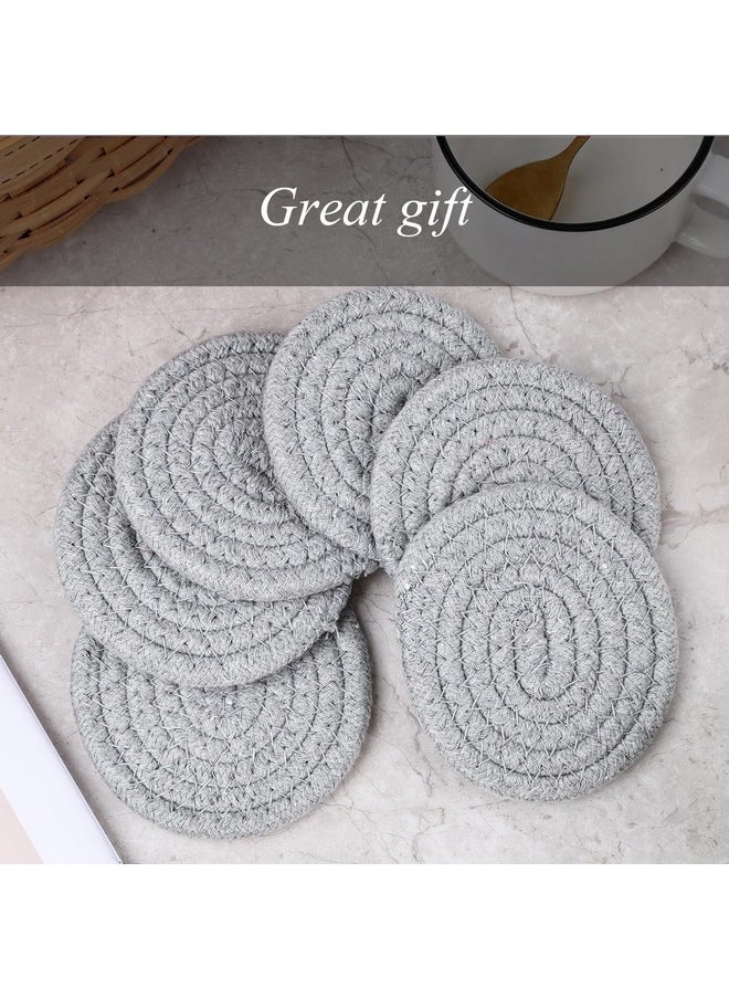 DomeStar DomeStar 6PCS Gray Absorbent Coasters for Drinks, 3.5Inch Woven Coasters Drink Coasters for Kitchen Living Room Coffee Table Tabletop Protection Housewarming Gift  - Image 5