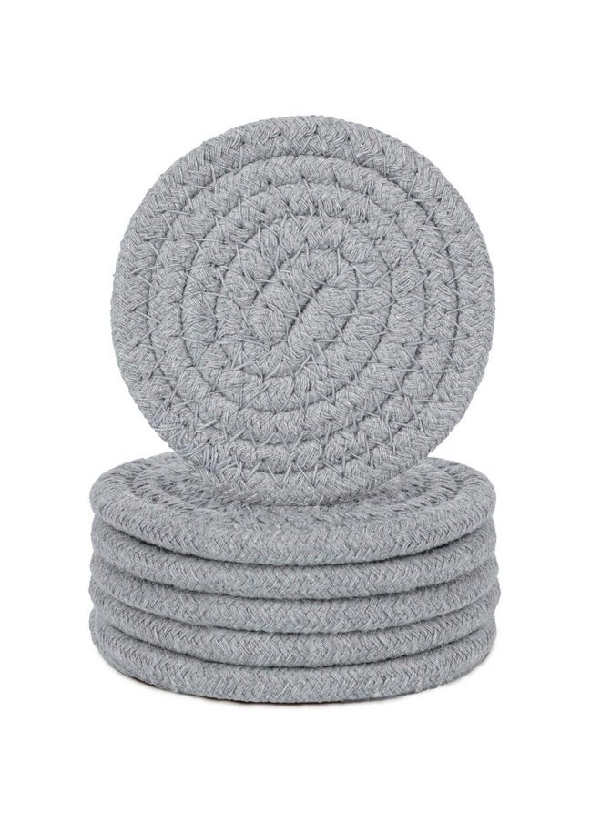 DomeStar DomeStar 6PCS Gray Absorbent Coasters for Drinks, 3.5Inch Woven Coasters Drink Coasters for Kitchen Living Room Coffee Table Tabletop Protection Housewarming Gift  - Image 1