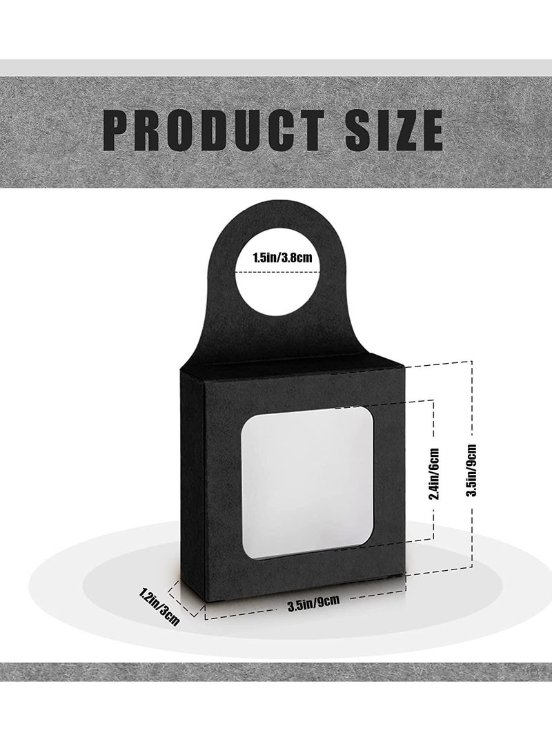 SOLARAE 25 Count Kraft Paper Wine Bottle Box with Window Hanging Foldable Gift Boxes Wine Boxes for Gifts Empty Wine Bottles for Decoration Bottle Hanger Favor Box Black, 3.5 x 3.5 x 1.2 Inches - Image 4