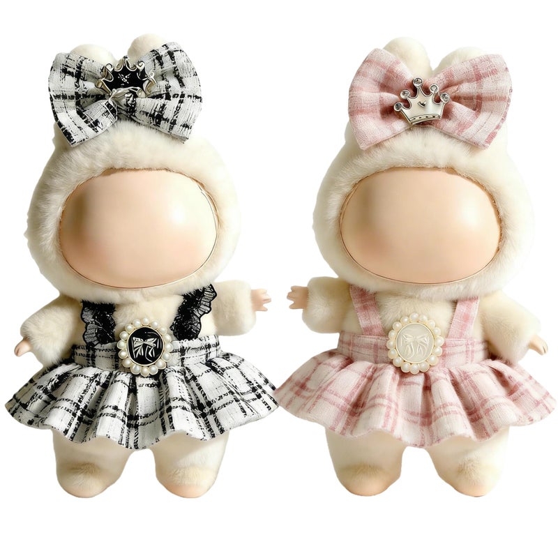 VVQUI 2 Pack Clothes for LABUBU 17cm Doll NO Doll Outfit for LABUBU Dress and Hairpin Set for LABUBU Dress Up Fashion and Premium Dolls Accessories for LABUBU - Image 3