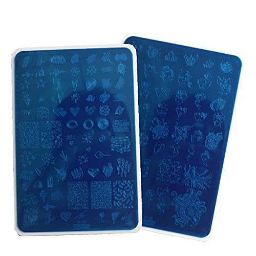 Mezerdoo Abstract Lady Face Pattern Nail Stamping Plates Set 2pcs Flower Leaf Graffiti Fun Nail Stamper Plate Figure Rose Star Heart Nail Stamp Plates Geometry Graffiti Striped Nails Art Template Plates Mold - Image 2
