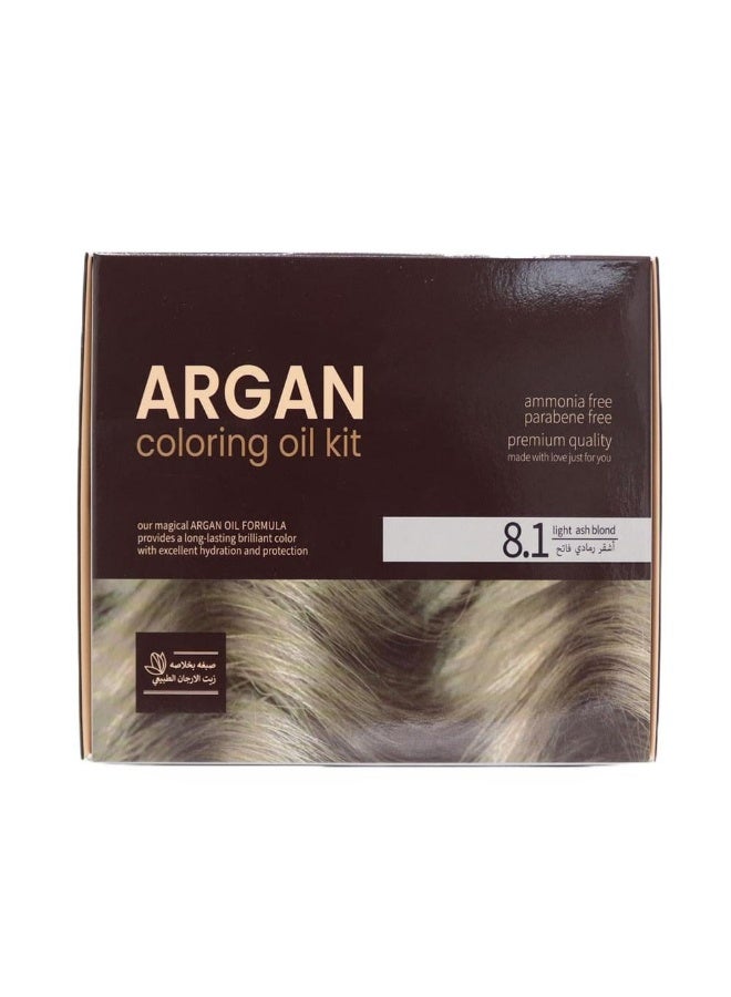 Argan dye a light gray blond hair 8.1