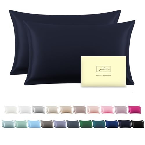 Suatien Silk Pillowcase for Hair and Skin,Soft,Breathable and Sliky 100% Standard Size Pillow Cases Set of 2,Both Sides Natural Mulberry Silk Pillowcases with Hidden Zipper(Standard Size 20"X 26",2pcs) - Image 1