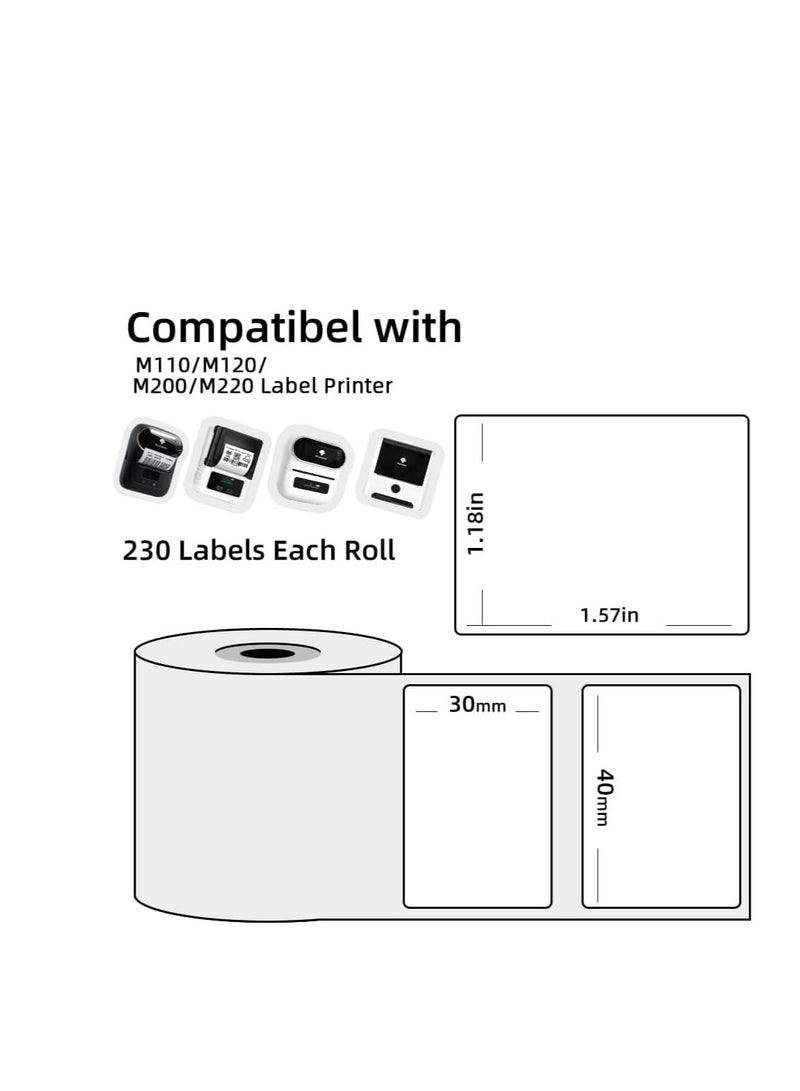 Terabyte Label rolls for M110/M110S/M120/M200/M220 Bluetooth Label Printers - Black on White Sticker Labels (30 x 40 mm 230 labels) - Image 2
