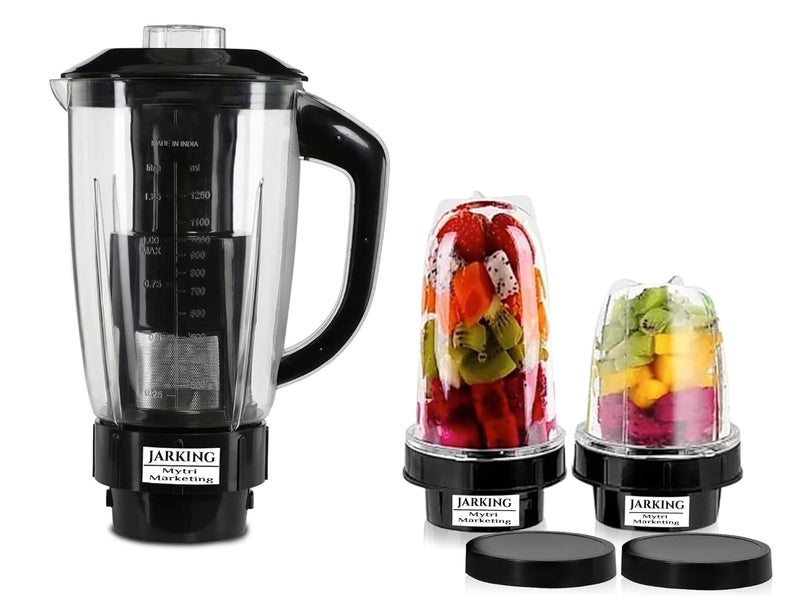 Jarking Bullet Jar for Mixer Grinder Set of 2 530 ML 350 ML and Juicer Jar ABS Transparent Plastic Mixer Juicer Jar Black MA09 - Image 1