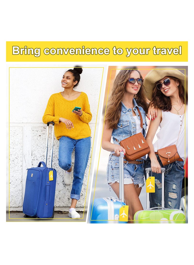 5 Pack Silicone Luggage Tags with Name ID Card - Bright Yellow Anti-Lost Tags for Easy Luggage Identification, Includes Stainless Steel Loops - Image 5