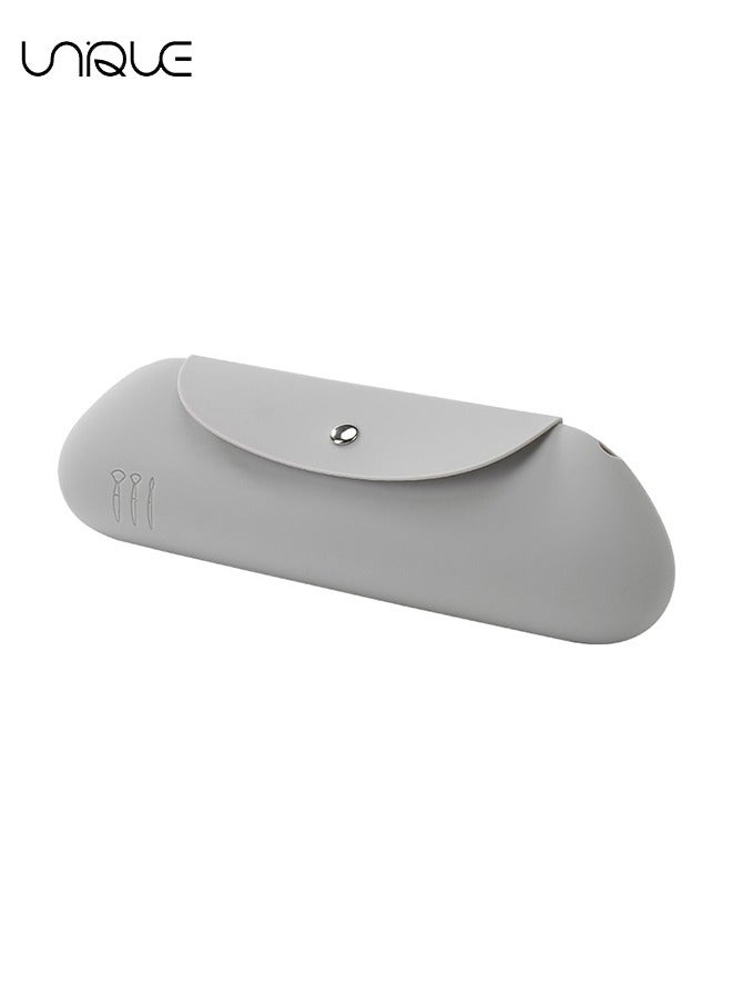 Unique Silicone Makeup Brush Bag, Portable Makeup Bag Makeup Bag Travel Essentials Makeup Brush Bag Waterproof Brush Organizer - Grey - Image 1