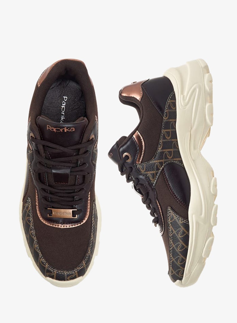 بابريكا سنيكرز نسائي بكعب عريض ورباط - Image 2