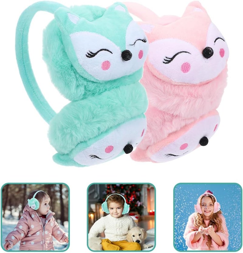 2Pcs Winter Earmuffs Soft Warm Ear Covers Lightweight Cozy Ear Warmers for Boys and Cold Weather Protection Pink and Lake Blue - Image 5