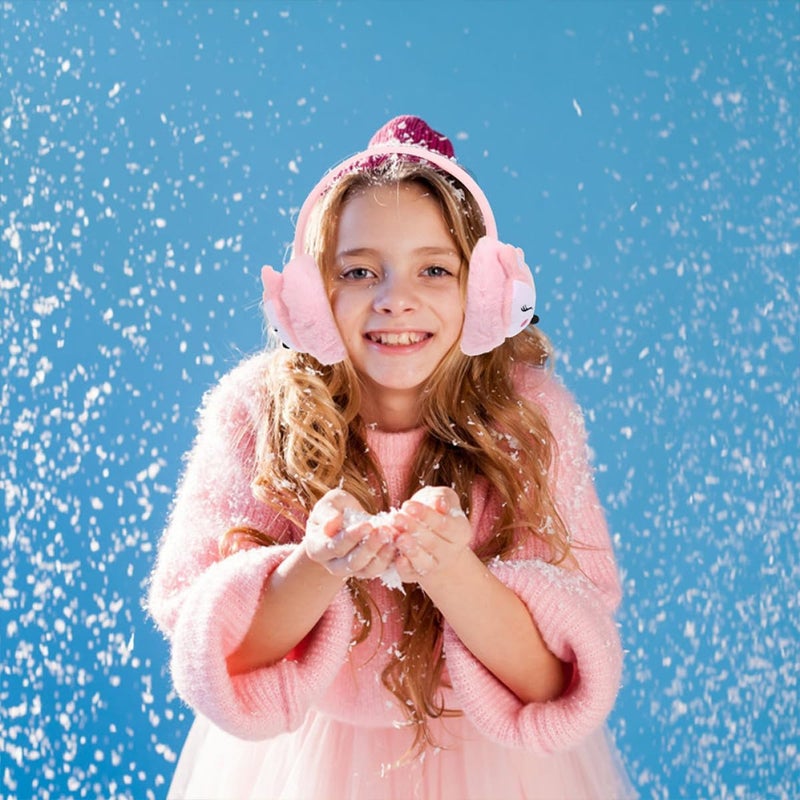 2Pcs Winter Earmuffs Soft Warm Ear Covers Lightweight Cozy Ear Warmers for Boys and Cold Weather Protection Pink and Lake Blue - Image 4