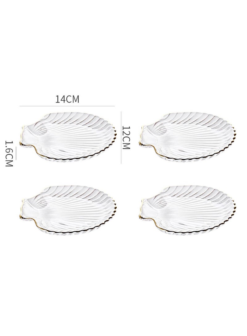 شور طقم أطباق زجاجية من 4 قطع، طبق حلوى، طبق فاكهة للوجبات الخفيفة، طبق كيك حلوى لحفلات شاي ما بعد الظهيرة، مثالي للوجبات الخفيفة والفواكه والحلويات والكعك. - Image 5