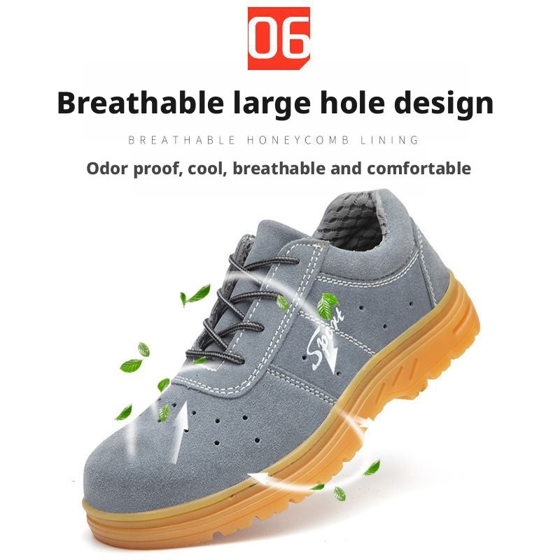 Men's Safety Shoes Breathable Steel Toe Puncture Resistant Leather Rubber Sole Welding Anti-scald Construction Work Shoes - Image 2