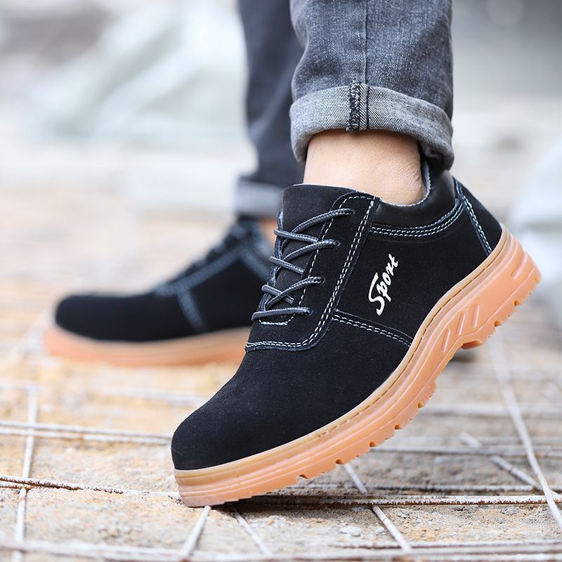 Men's Safety Shoes Breathable Steel Toe Puncture Resistant Leather Rubber Sole Welding Anti-scald Construction Work Shoes - Image 3