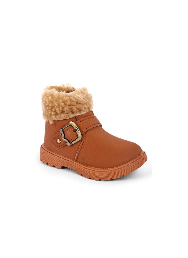 KATS Girls Round Toe Faux Fur Trim Winter Boots - Image 2