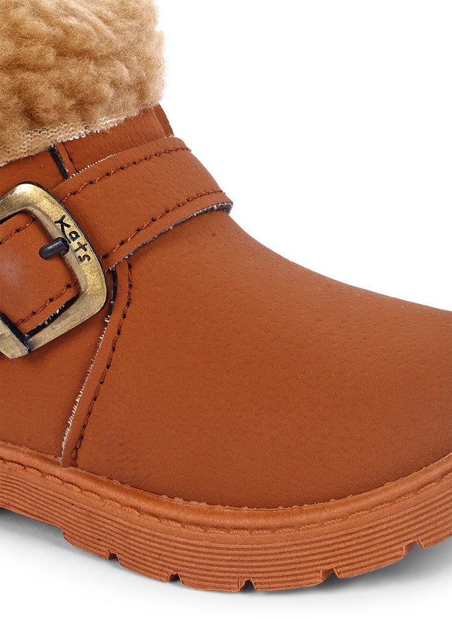 KATS Girls Round Toe Faux Fur Trim Winter Boots - Image 5
