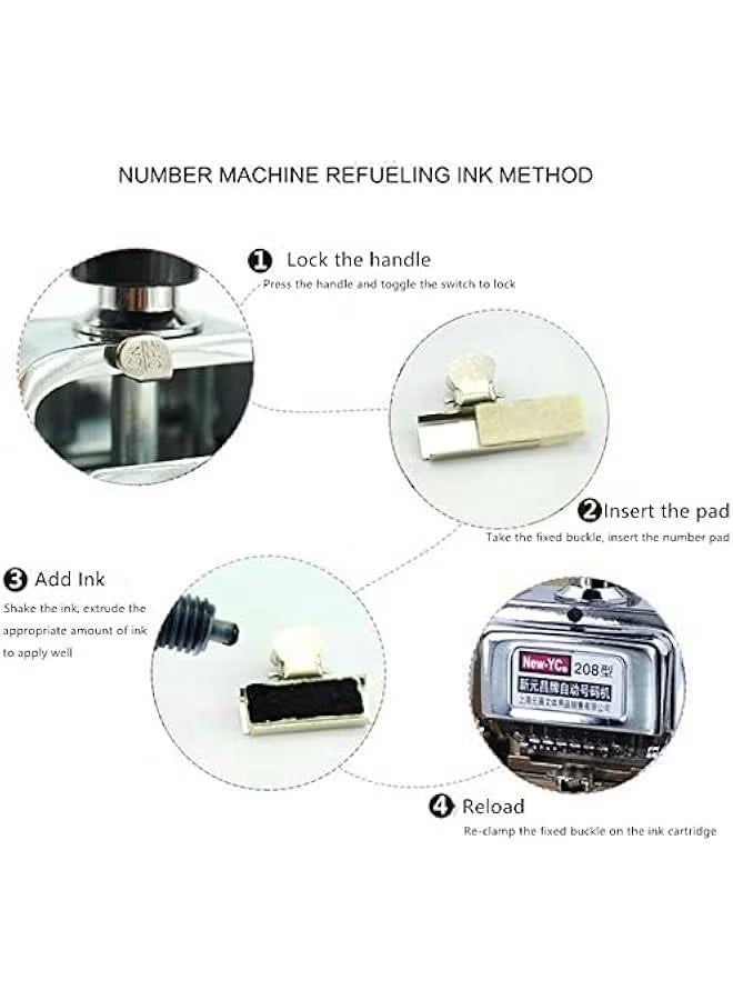كيه دبليو تريو مجموعة طوابع رقمية معدنية ذاتية الحبر مكونة من 10 أرقام، آلة ترقيم أوتوماتيكية، أدوات مكتبية للمكتب المنزلي والمدرسة للترقيم المتتالي والمكرر باستخدام قلم رقمي ووسادة حبر - Image 4