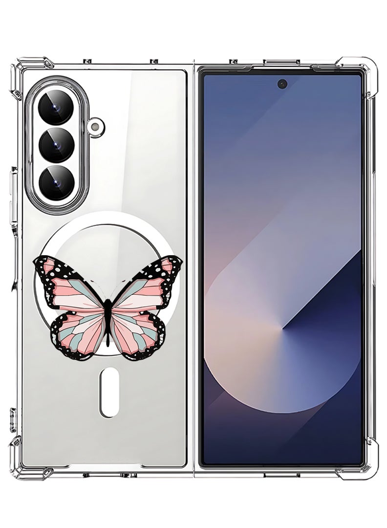 Theodor Magnetic Case for Samsung Galaxy Z Fold 7 Compatible with MagSafe Wireless Charging, Shockproof Phone Bumper Cover Butterfly-01 - Image 1