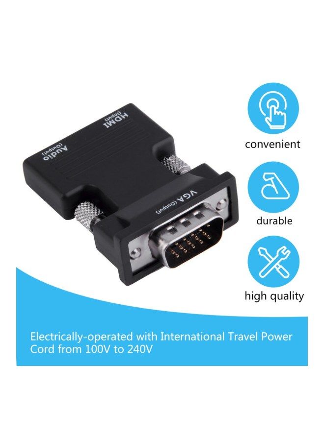 NIBEMINENT HDMI Female To VGA Male Converter And Audio Adapter Black/Silver  - Image 2