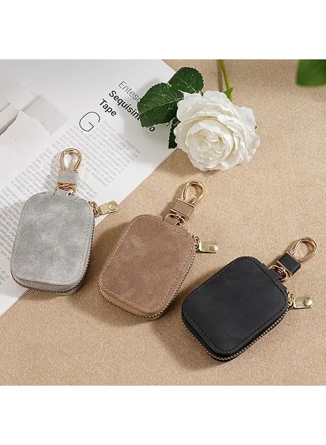 Faux Leather AirPods Case Camel Color Shockproof Soft Shell With Sturdy Zipper - Image 5