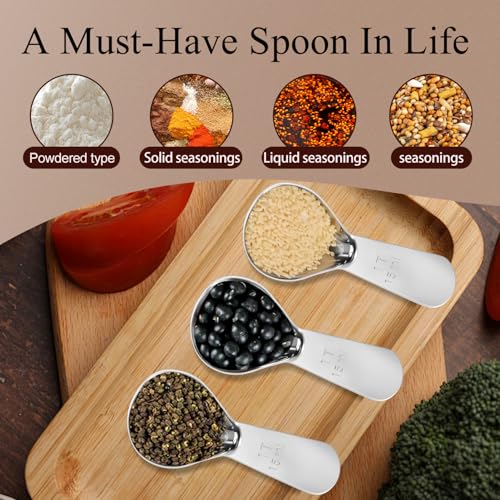 Quadafy Stainless Steel Coffee Scoop Set - 3 Pc Measuring Spoons (1 Tbsp & 2 Tbsp Scoop) for Ground Coffee, Tea, Sugar Or Flour, Short Handles - Image 5