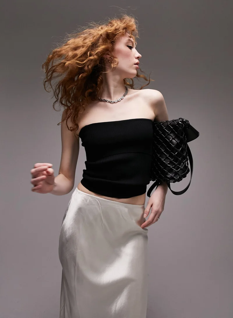 TOPSHOP Bardot Knitted Crop Top