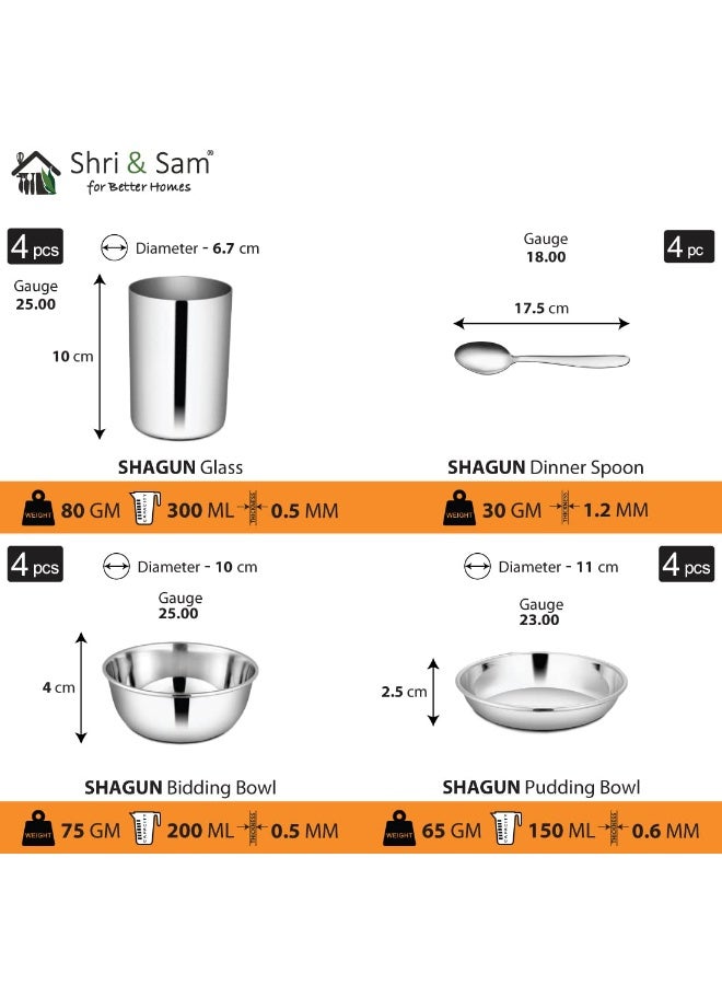 Shri & Sam solid Stainless Steel Shagun Dinner Set (24 Pcs Set) - Image 4