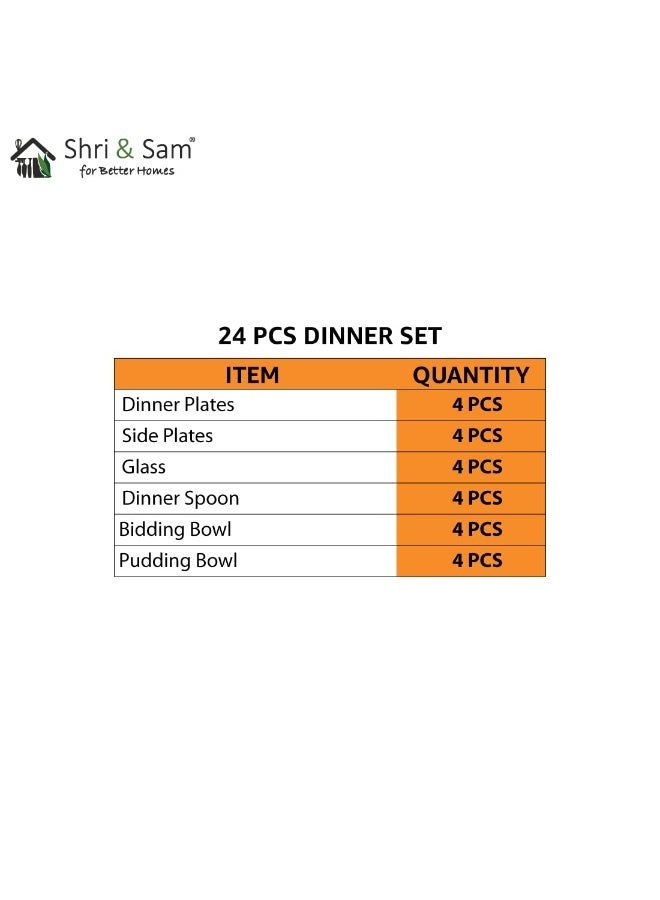Shri & Sam solid Stainless Steel Shagun Dinner Set (24 Pcs Set) - Image 2