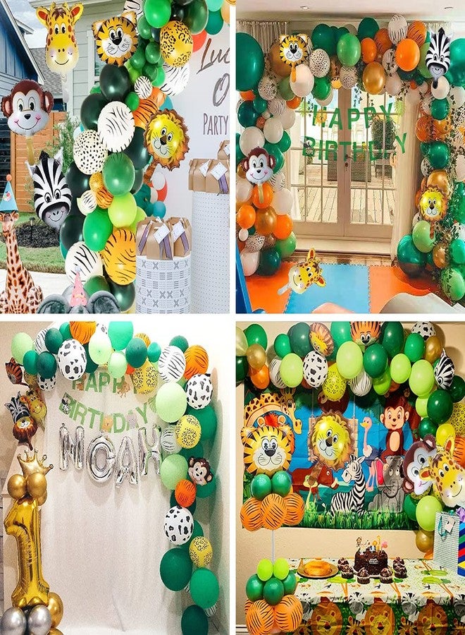 SKEFOLI Safari Birthday Decorations, 58PC Wild Jungle Theme Party Supply Animal Balloon Garland Kit Baby Shower Decor for Boy with Monkey Tiger Lion Zebra Reusable Balloon Happy Birthday Banner Tablecloth - Image 5