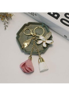 HY Flower Tassel Keychain Rhinestone Leaf Bag Pendant Car Keychain Charms Gift for Women and Girls  - Image 4