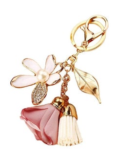 HY Flower Tassel Keychain Rhinestone Leaf Bag Pendant Car Keychain Charms Gift for Women and Girls  - Image 1