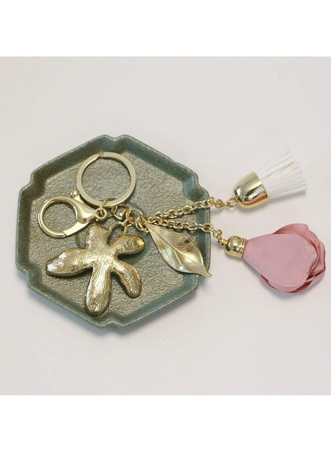 اتش واي زهرة شرابة سلسلة المفاتيح حجر الراين ورقة حقيبة قلادة سيارة سلسلة المفاتيح سحر هدية للنساء والفتيات - Image 5