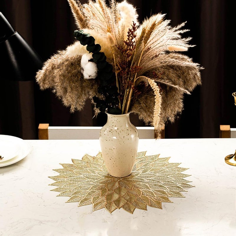 Xmkuwa أطباق مائدة 15 بوصة من الفينيل المضغوط مجموعة من 6 أطباق قابلة للغسل والمسح لمائدة الطعام لتزيين حفلات الزفاف وعشاء العطلات باللون الذهبي - Image 5