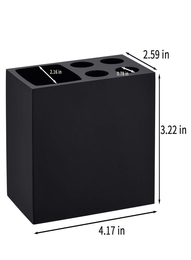 JINCROP Resin Matte Black Toothbrush Holder - 5 Slots Bathroom Storage Stand Organizer for Toothbrushes, Make-up Brushes & More - Image 3