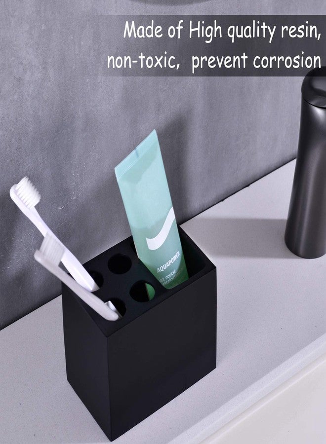 JINCROP Resin Matte Black Toothbrush Holder - 5 Slots Bathroom Storage Stand Organizer for Toothbrushes, Make-up Brushes & More - Image 5
