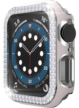 Techmaster Apple Watch 5 6 44MM Compatible Double Row Polished Stone Rubber Case Cover  - Image 2