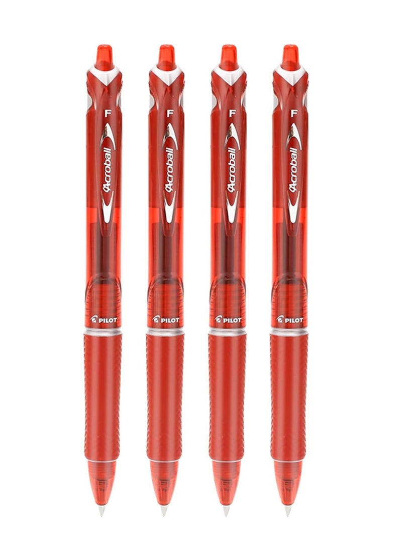 PILOT قلم حبر جاف قابل للسحب 4 قطع رأس رفيع حبر أحمر - Image 1