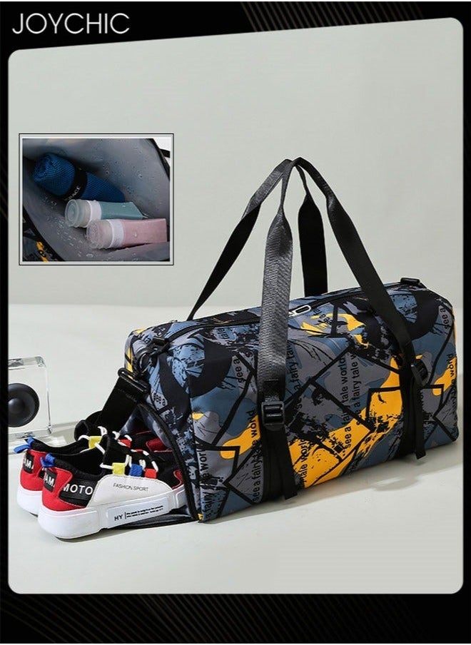 NIBEMINENT Colorful Fashionable Women Men Travel Duffel Bag Large Capacity Gym Sport Tote with Dry and Wet Pocket & Shoes Compartment for Yoga Fitness Multicolour  - Image 1