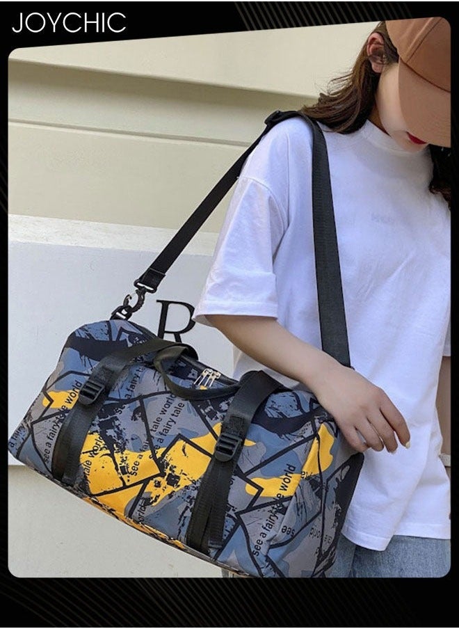 NIBEMINENT Colorful Fashionable Women Men Travel Duffel Bag Large Capacity Gym Sport Tote with Dry and Wet Pocket & Shoes Compartment for Yoga Fitness Multicolour  - Image 5