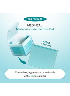 MEDIHEAL (Only Refill) Mediheal Madecassoside Blemish Pad (100 Pads) Cotton Facial Toner Pads For Anti Blemish To Improved Uneven Skin Tone Vegan Gauze Pads  - Image 2