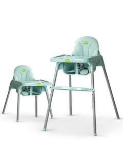 BAYBEE 2 in 1 Clento Baby High Chair for Kids, Baby Feeding Chair with 2 Height Adjustable, Footrest, Tray, Stand, 3 Point Safety Belt | Kids High Chair for Baby 6 Months to 3 Years Boy Girl Green  - Image 1