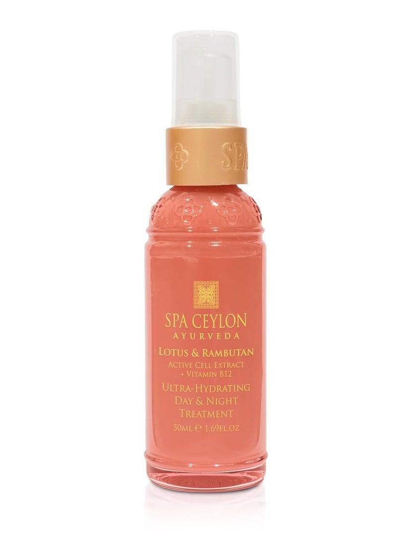 spa ceylon SPA CEYLON Lotus & Rambutan Ultra-Hydrating Day & Night Treatment | Natural Formula | Night Moisturizer for Face | Daily Face Moisturizer | For Sensitive Skin | 50ml 