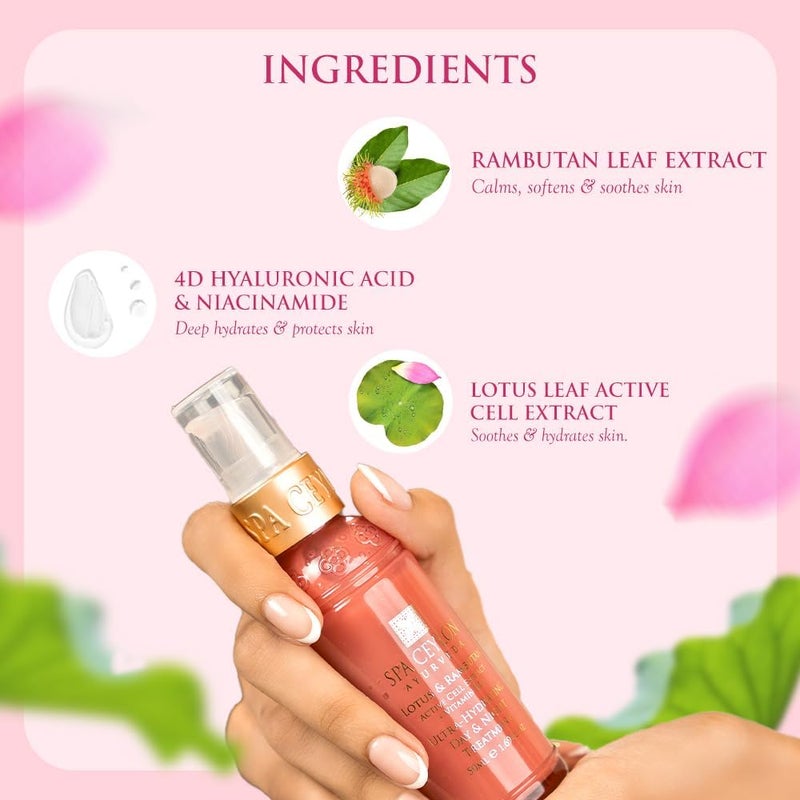 SPA CEYLON Lotus & Rambutan Ultra-Hydrating Day & Night Treatment, Natural Formula, Night Moisturizer for Face, Daily Face Moisturizer, For Sensitive Skin, 50ml - Image 5
